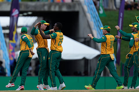 Kagiso Rabada celebrates after dismissal Nitish Kumar 